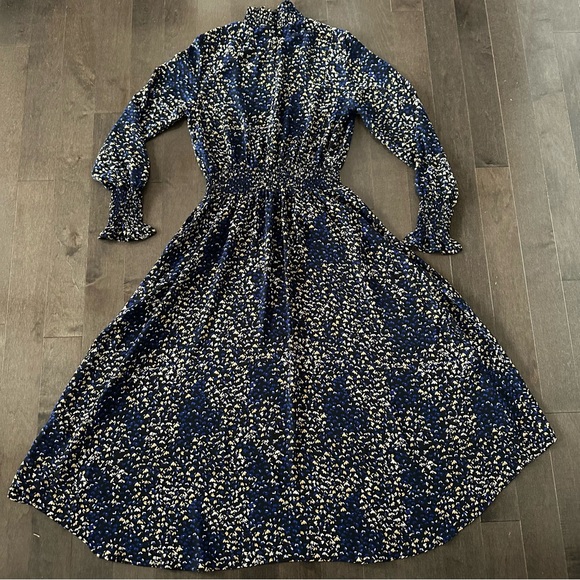 Nanette Lepore High‎ Low Smocked Dress Blue Black Size 10 - Picture 9 of 11